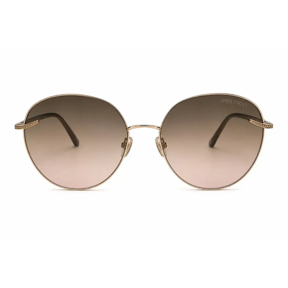 Jimmy Choo Marilia Sunglasses Gold Geometric Gradient Lens Crystal Arm NWT - Picture 1 of 6